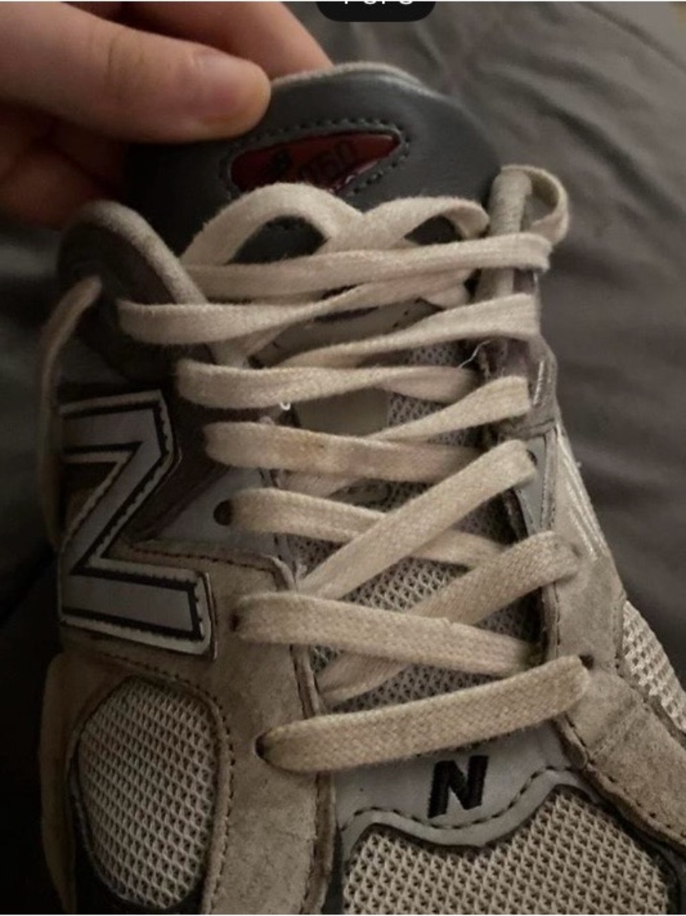 New Balance Men’s Gray and Cream Lace-Up Sneakers